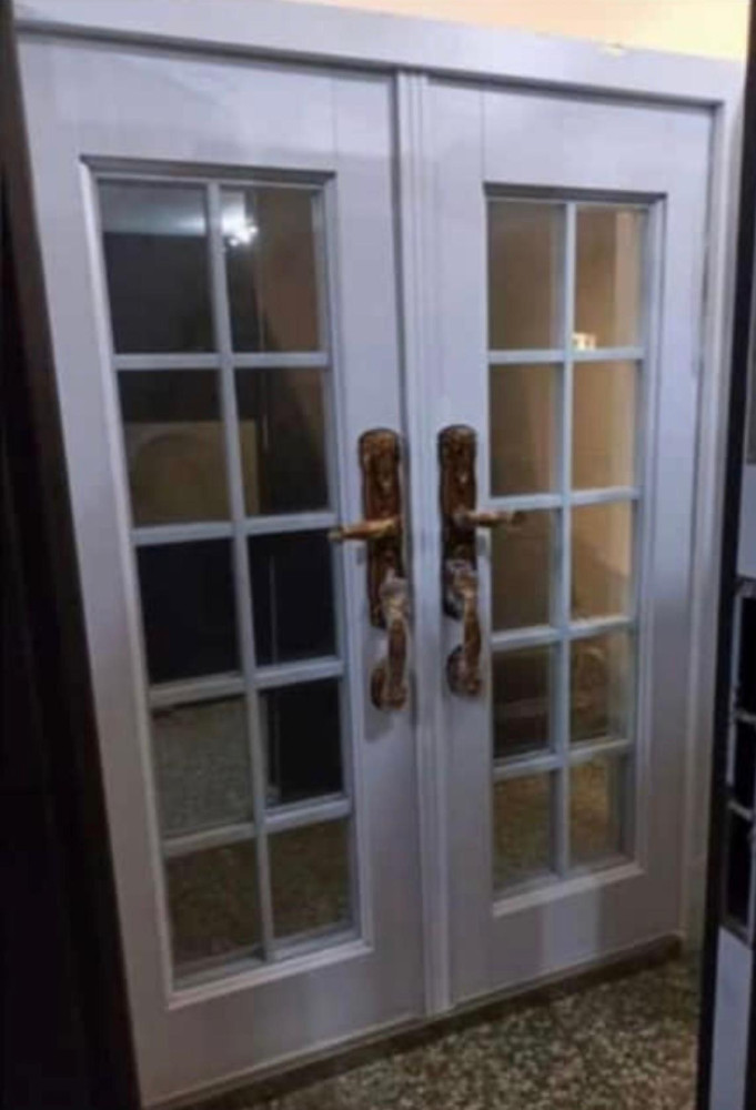 White French Door with Glass Panels