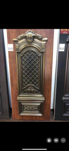 Decorative cast metal Security Door panel with a gold and bronze finish