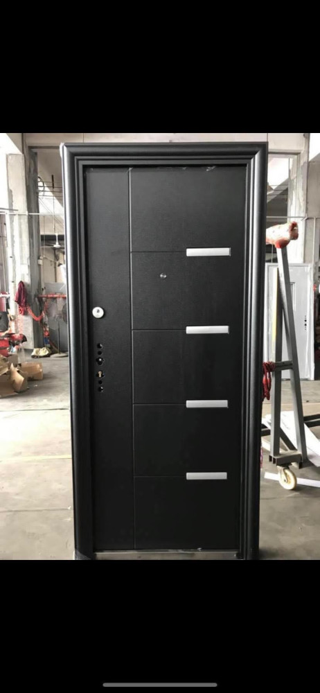 Single Black Steel Security Door