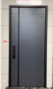 Modern Gray Steel Security Dor with a digital lock