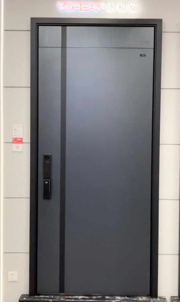Modern Gray Steel Security Dor with a digital lock