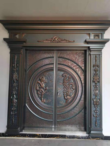 Luxury Cast Aluminum Security Door with elaborate carvings