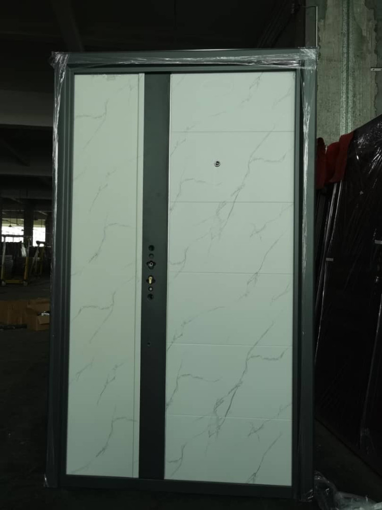 Single Metal Security Door with a white marble Finish 