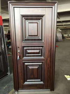 German Design Steel Security Door with a rich wood-look finish