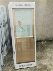 Canwin Aluminum-framed bathroom door with brown-finish