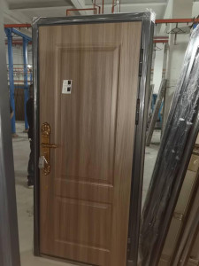 Security Door with a wood-grain finish