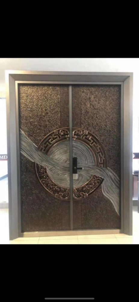 Cast Aluminum Door with an Ornate wave-patterned design