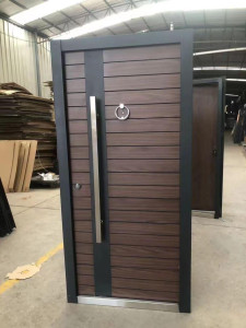 Modern Turkish Security Steel Door with a wood-effect finish