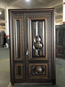 Double-panel Security Door likely made of copper-painted or copper-cast steel 