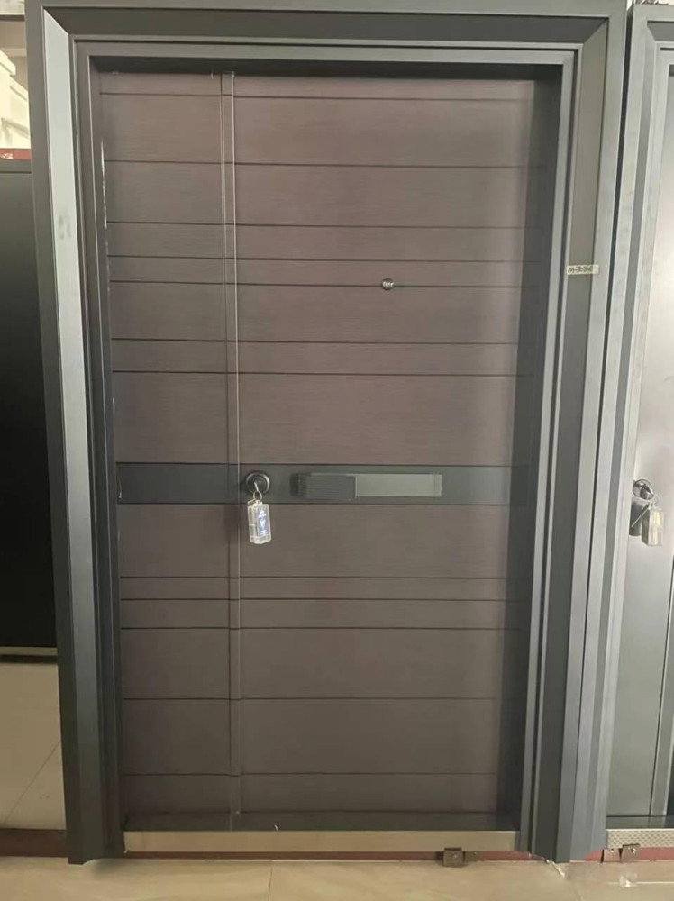 Modern Steel Security Door with contemporary design horizontal panels 