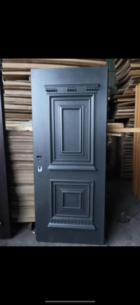 Grey Security Door with a Classical Panel Design