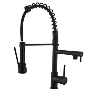 Black Monocomando Kitchen Faucet with a flexible pull-out spray nozzle
