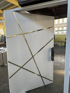 Modern Interior Pivot Door with geometric Design
