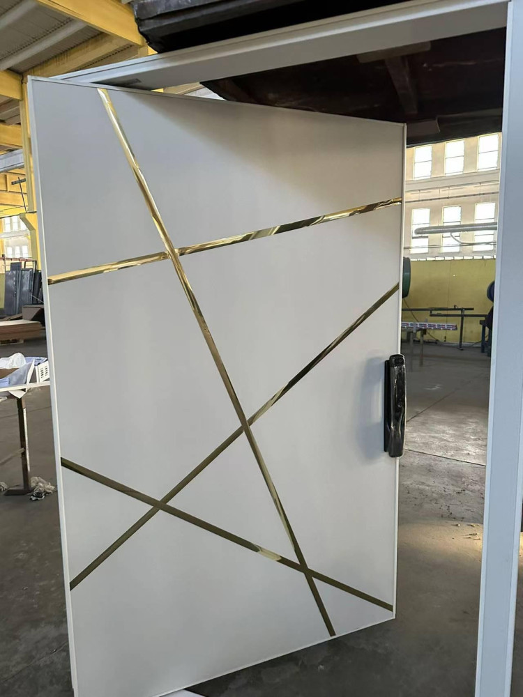 Modern Interior Pivot Door with geometric Design