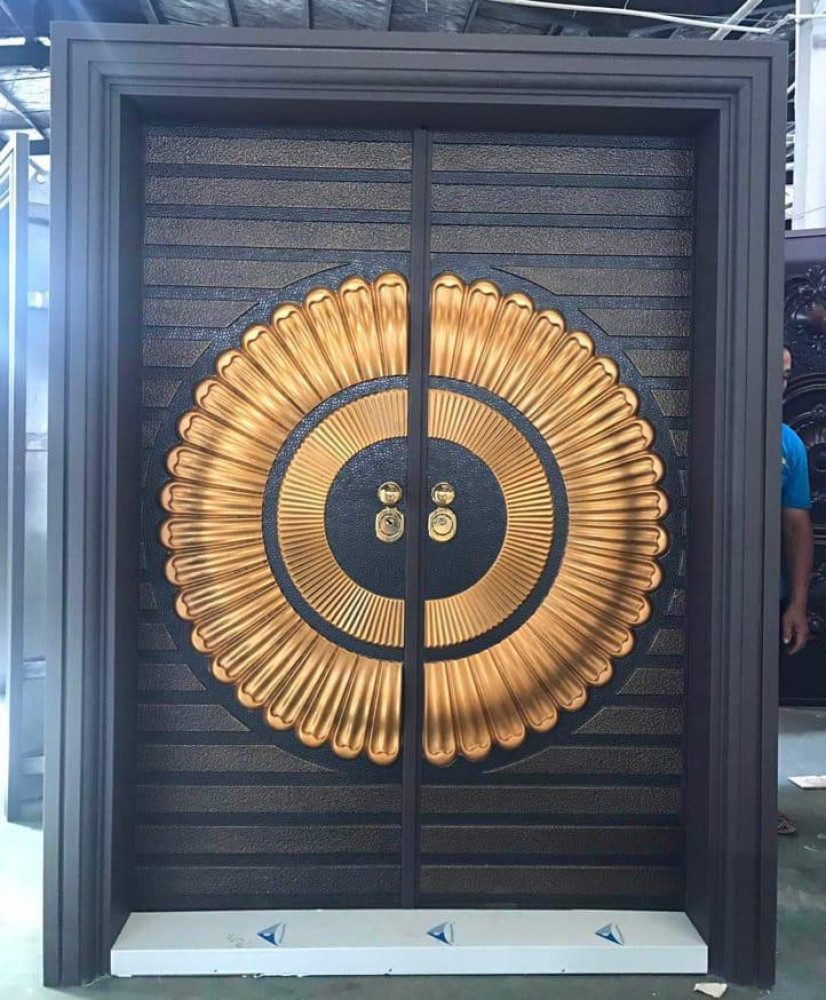 Double Steel Security Door with Decorative Design