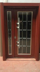 Steel Security Door with Brown-finish