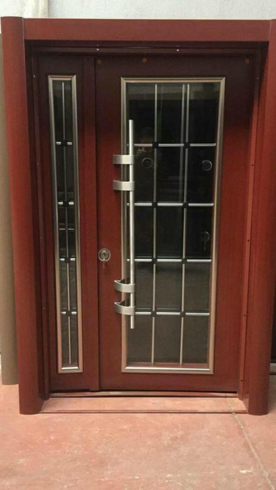 Steel Security Door with Brown-finish