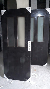 Black American Panel Door with two fronsted glass insert