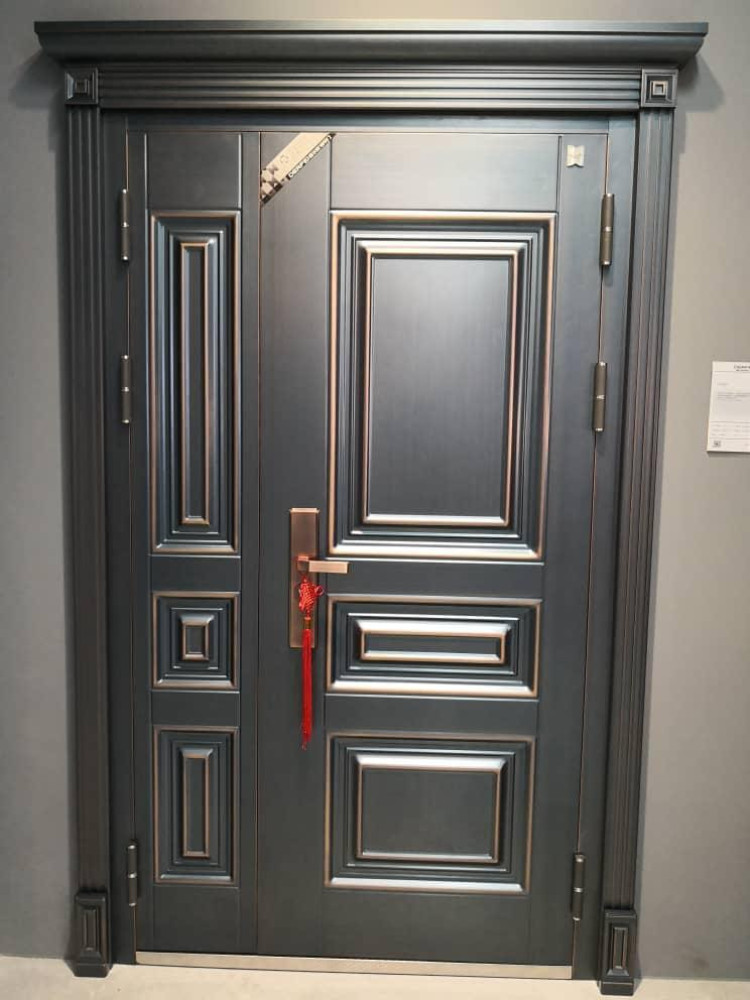 Luxury Steel Security Door with a design that mimics wood grain