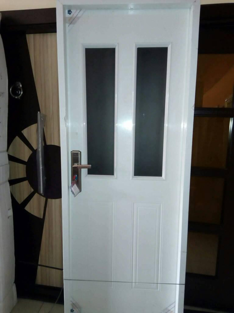 White Interior Door with Two Glass Panels
