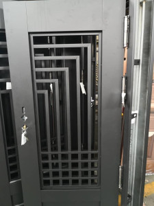 Modern Steel Security Door with Geometric Design