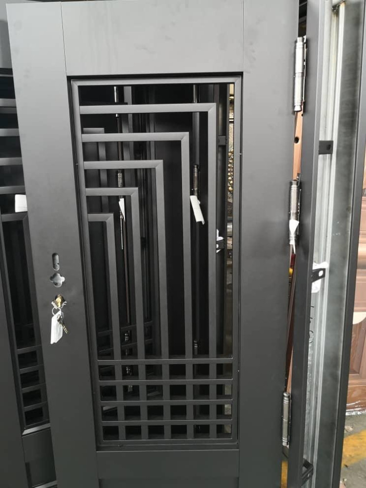 Modern Steel Security Door with Geometric Design