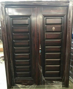 Dark wood-grain finish Steel Security Door