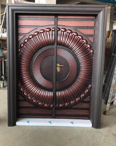 Modern Ornate Cast Aluminum Double Door