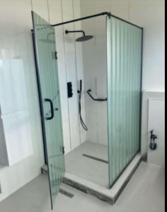 Modern Corner Shower cubicle with a black aluminum frame