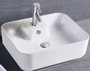 White ceramic above-counter washbasin 