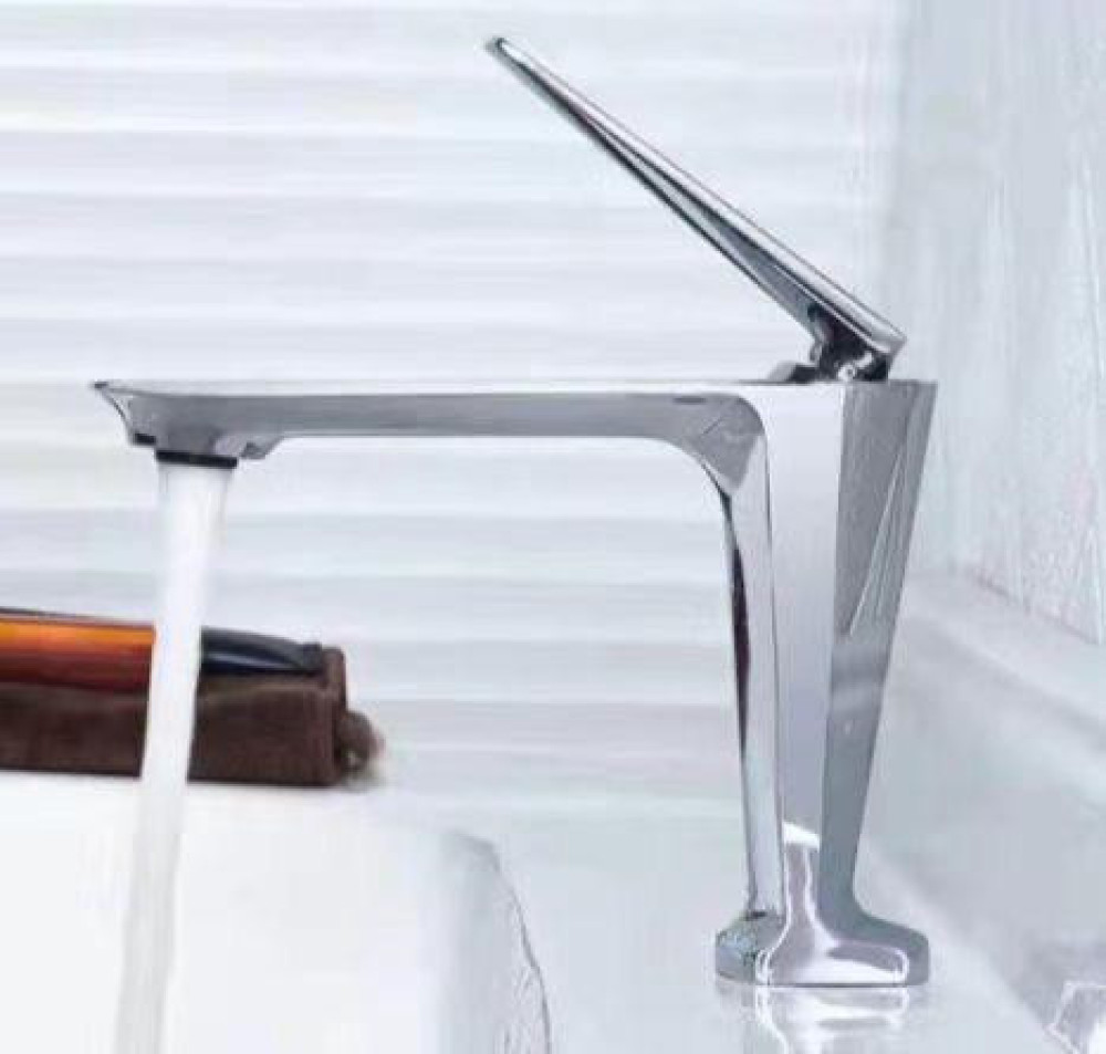 Modern single-handle bathroom sink faucet