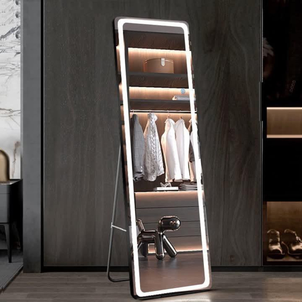 Led full-length mirror with a floor stand