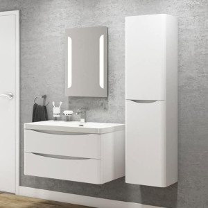 Cassellie Bali 900mm wall-mounted vanity unit with a gloss white finish and polymarble basin