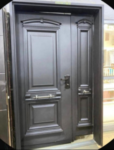 Dark grey Israeli Security Door with decorative panels