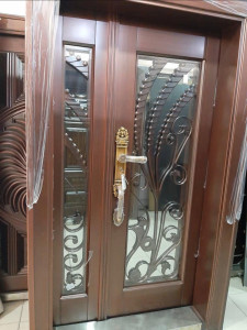 Security Door with wrought iron and glass inserts
