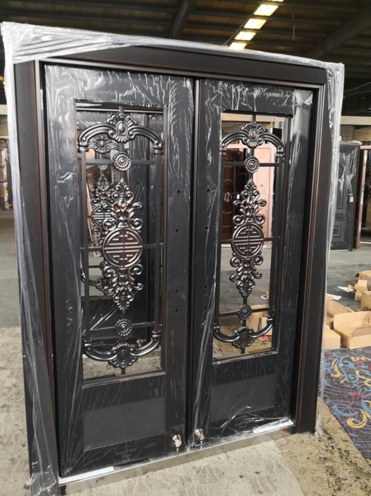 Ornamental wrought iron double door