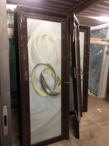 Etched Glass Wooden Entrance Door