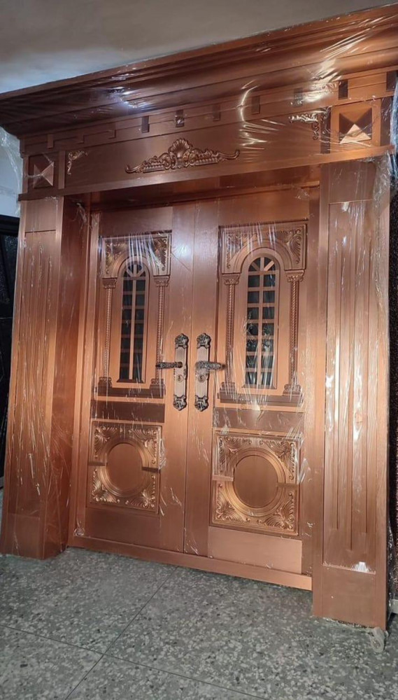 Original Real Copper Entrance Security Door with an ark and pillar design
