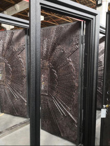 Copper-finish steel safety double door