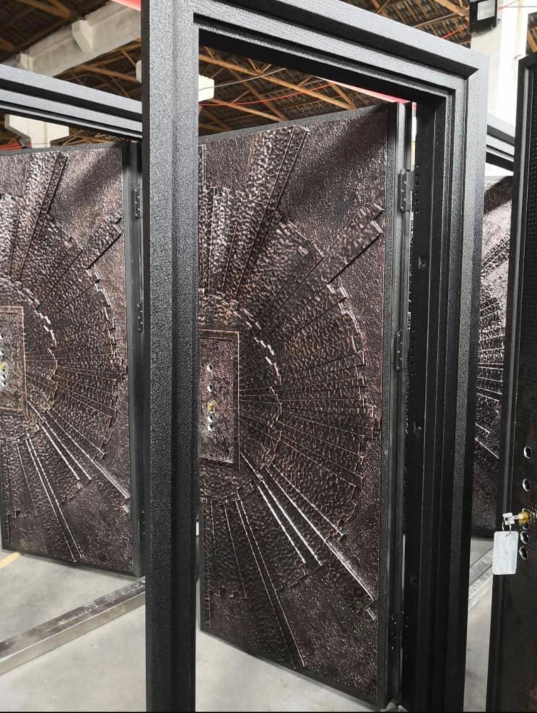 Copper-finish steel safety double door