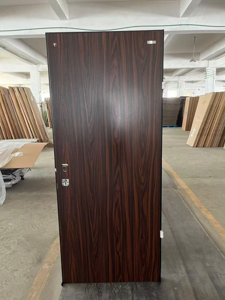 Isreali Security Door with a walnut brown finish