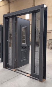 Fulkart Steel Security Door with vertical glass side panels