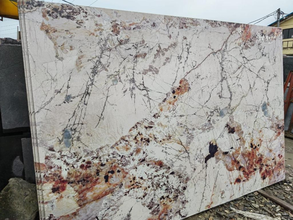 MARBLE GRANITE TILES-Premium Calacatta Marble Slab – White with Golden Veins