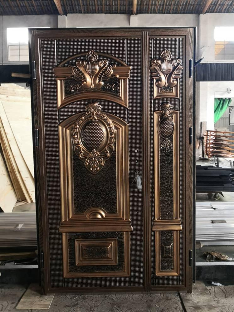 Frosted Palm Glass Wooden Door