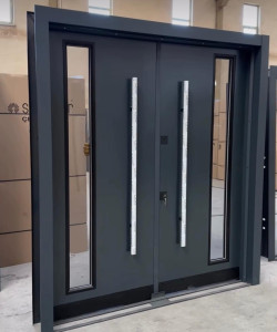 Stainless Steel Entry Double door with glass