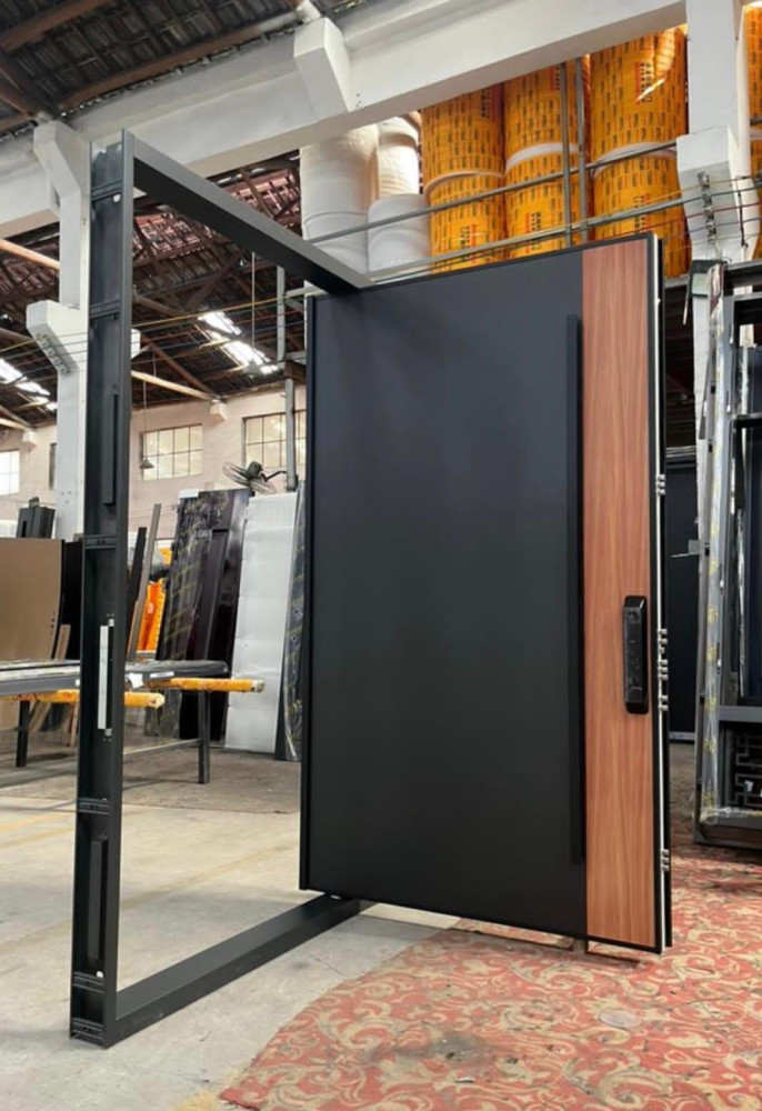 Black and Brown Pivot Door