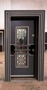 Modern Steel Security Door with a Laser -cut decorative Panel 