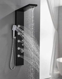 Black Stainless steel Shower panel Tower System 
